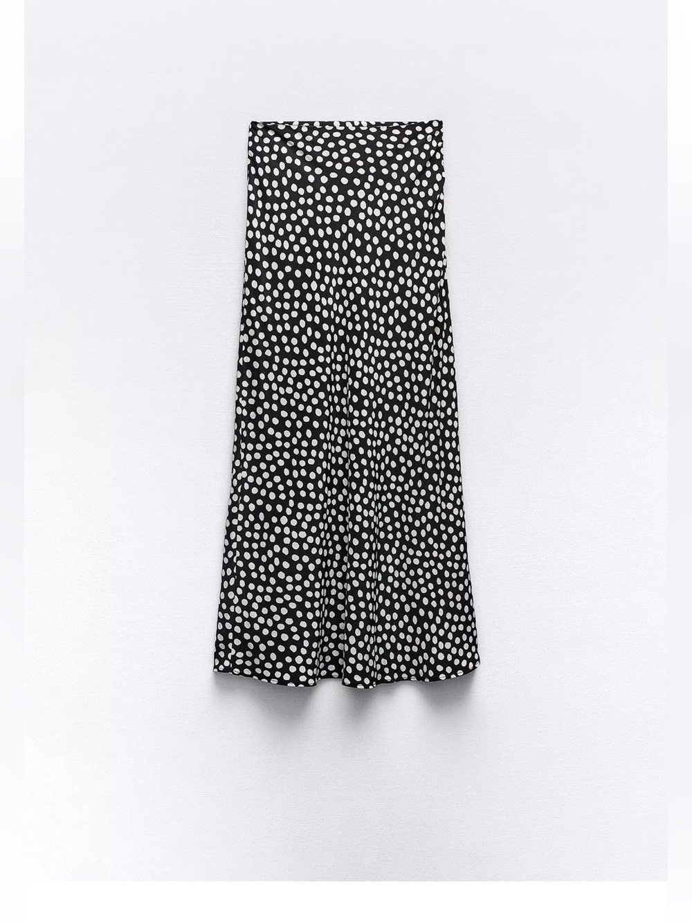 Zara Polka Dot Print Midi Skirt - Black/Ecru- Sz M